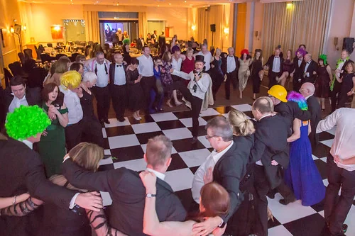 Performance on polka dot dance floor